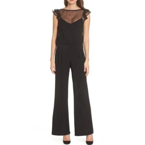 julia jordan Pants - NWT! Julia Jordan Boston Proper Black Lace Wide Leg Jumpsuit. Size 8